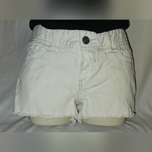 Express White Jean Shorts Distressed Hem Relaxed Fit